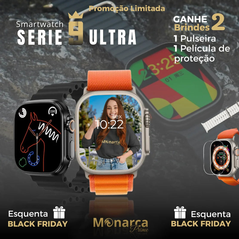 Kit: Smartwatch Serie 9 Ultra + 9 BRINDES: Fone Air Pro 2 Case e 7 Pulseiras