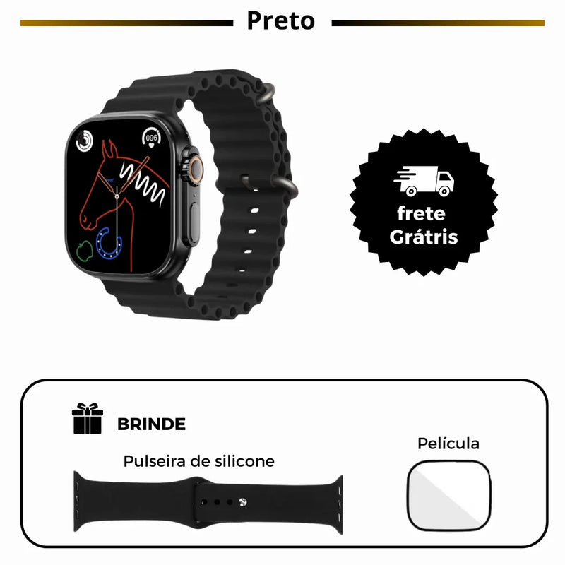 Kit: Smartwatch Serie 9 Ultra + 9 BRINDES: Fone Air Pro 2 Case e 7 Pulseiras